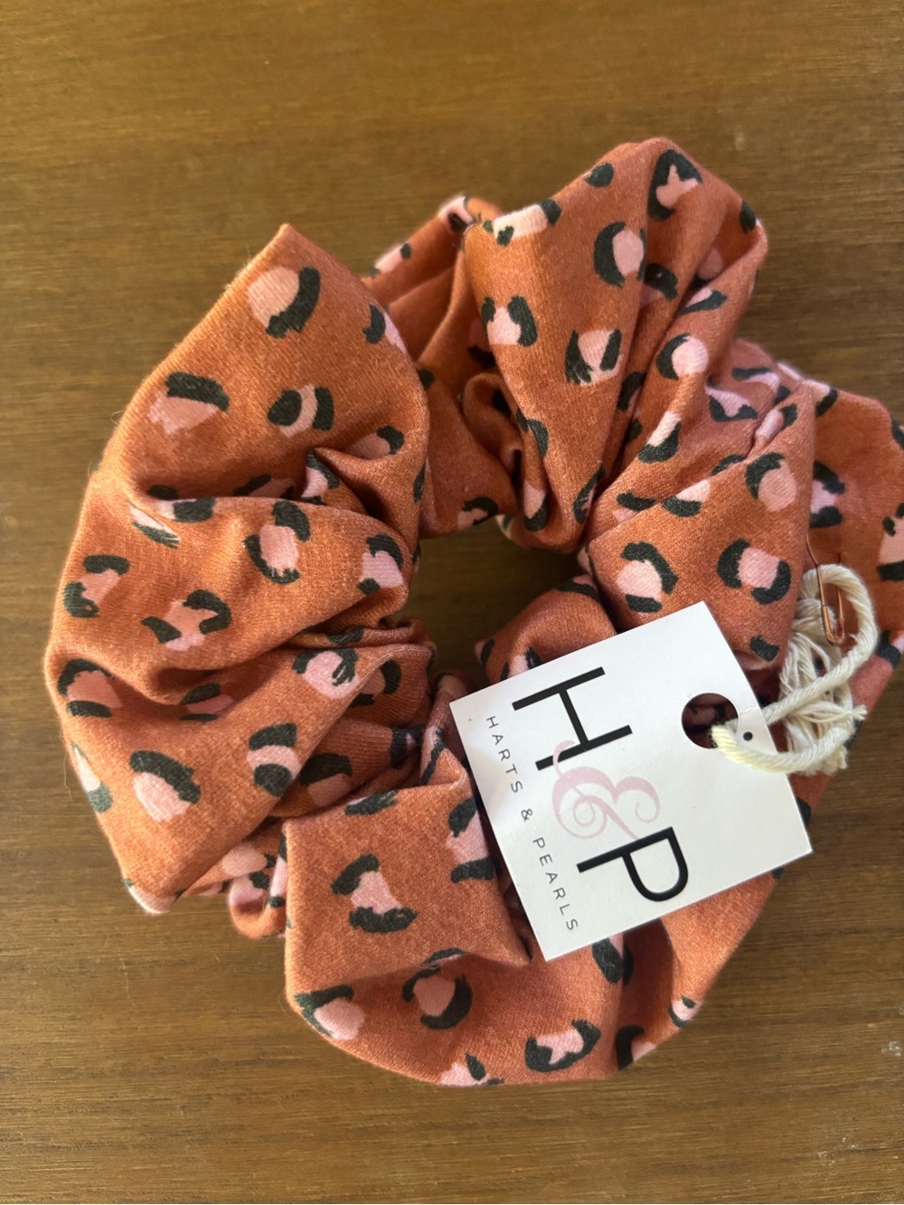 Harts & Pearls Pink Leopard Print Scrunchie
